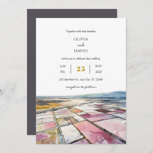 Invitation Dusty Pink Seaside Paysage Plage Mariage