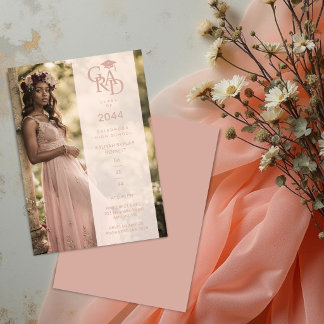 Invitation Dusty Pink Stylish Photo Graduation Party TMF26