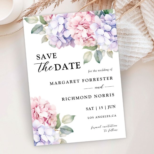 Invitation Dusty Purple & Blush Pink Hydrangea Enregistrer La (Créateur téléchargé)