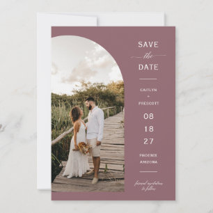 Invitation Dusty Purple Boho Arch Photo QR Code Enregistrer l