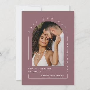 Invitation Dusty Purple Boho Arch Photo QR Code Enregistrer n