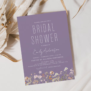 Invitation Dusty Purple Boho Fleur sauvage Fête des mariées