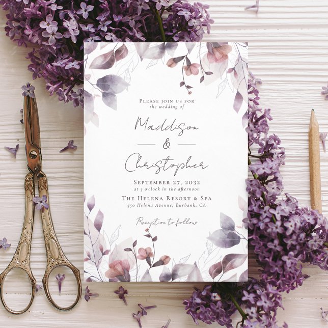 Invitation Dusty Purple Floral Mariage (Créateur téléchargé)