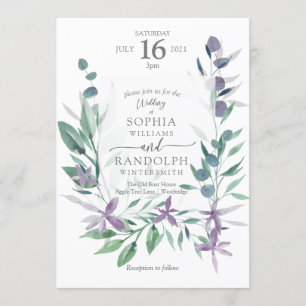 Invitation Dusty Purple Jardin Floral Mariage Invita