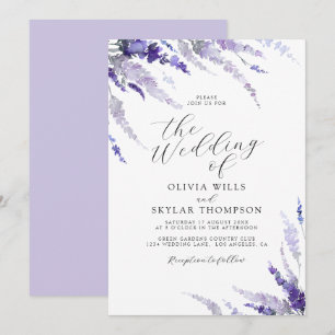 Invitation Dusty Purple Lavender Mauve Lilac Mariage floral