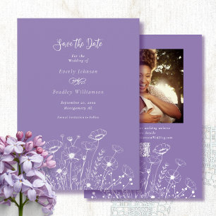 Invitation Dusty Purple White Floral Enregistrer le Mariage D