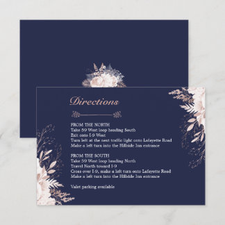 Invitation Dusty Rose Blanc Floral Marine Bleu Directions