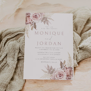 Invitation Dusty Rose Blush Boho Mariage