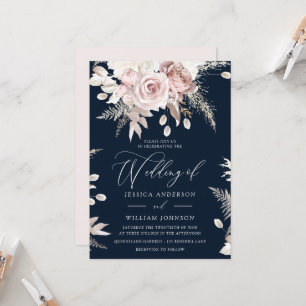 Invitation Dusty Rose Blush Boho rose Floral Marine Mariage