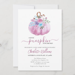Invitation Dusty Rose Blush Mauve Petit Baby shower Citrouill