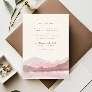 Invitation Dusty Rose Boho Watercolor Mountain Mariage photo
