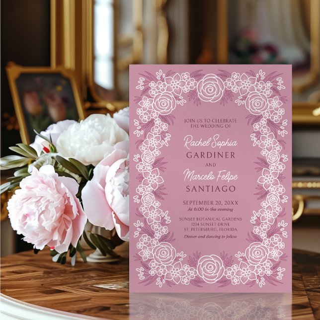 Invitation Dusty Rose Botanical Floral Mariage (Créateur téléchargé)