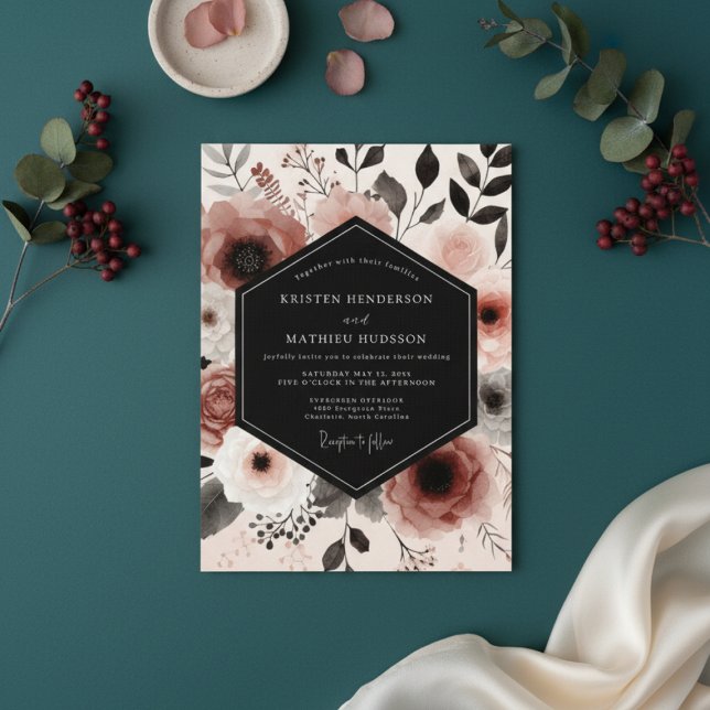 Invitation Dusty Rose Botanical Whimsy Wedding (Créateur téléchargé)