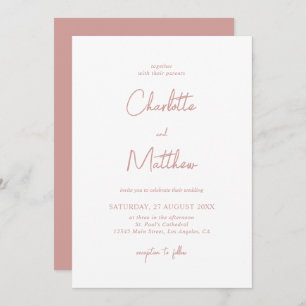 Invitation Dusty Rose Calligraphy Détails sur le Mariage arri