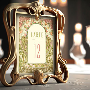 Invitation Dusty Rose Daisy Numéros de tableau Art Nouveau Vi