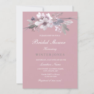 Invitation Dusty rose Élégant Floral Douche nuptiale Invitati
