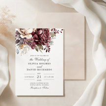Dusty Rose et Burgundy Floral Boho Mariage