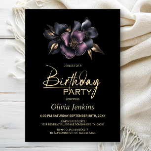Invitation Dusty rose et gris floral n'importe quel âge fête 