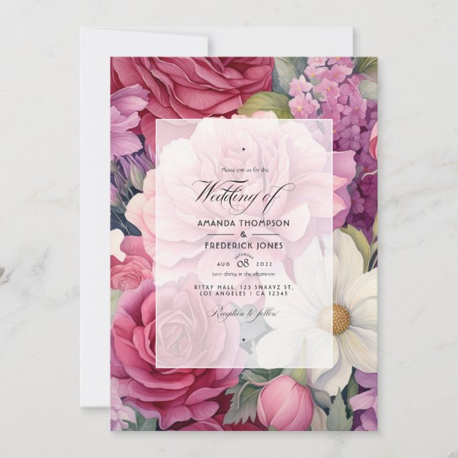 Invitation Dusty Rose et Sage Floral Mariage (Devant)