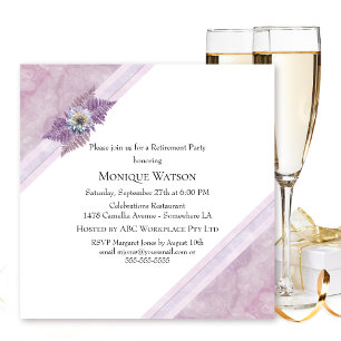 Invitation Dusty Rose Fern Leaf and Marble RetiParty