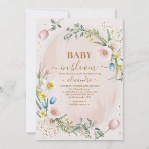 Invitation Dusty rose Fleur sauvage bébé en Fleur fille Douch