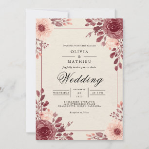 Invitation Dusty Rose Floral Arch Mariage