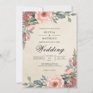 Invitation Dusty Rose Floral Arch Mariage
