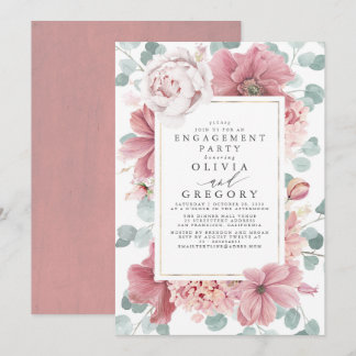 Invitation Dusty Rose Floral Botanical Engagement