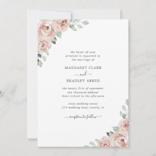 Invitation Dusty Rose Floral Élégant Tout en un Mariage