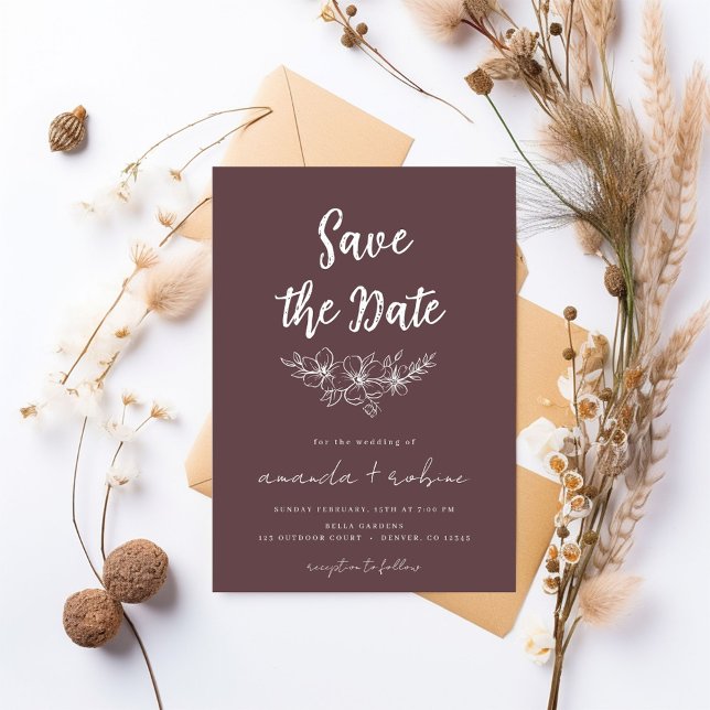 Invitation Dusty Rose Floral Enregistrer la date (Créateur téléchargé)