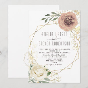 Invitation Dusty Rose Floral Greenery Mariage Inviter