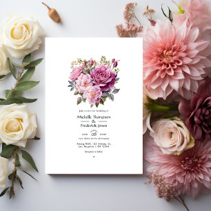 Invitation Dusty Rose Floral Mariage