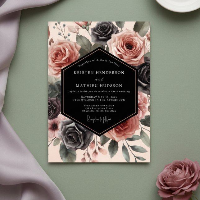 Invitation Dusty Rose Floral Opulent Wedding (Créateur téléchargé)