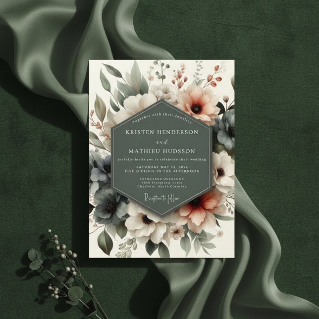 Invitation Dusty Rose Floral Romantic Wedding (Créateur téléchargé)