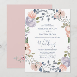 Invitation Dusty Rose Florals Mariage