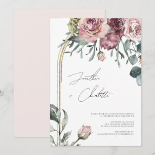 Invitation Dusty Rose & Gold Arch Modern Blush Mariage