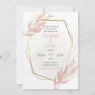 Invitation Dusty Rose Gold encadré Élégant luxe moderne