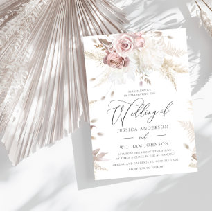 Invitation Dusty Rose & ivoire Floral hiver Printemps de prin