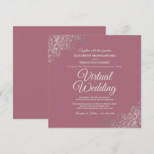 Invitation Dusty Rose & Lacy Silver Elegant Mariage virtuel