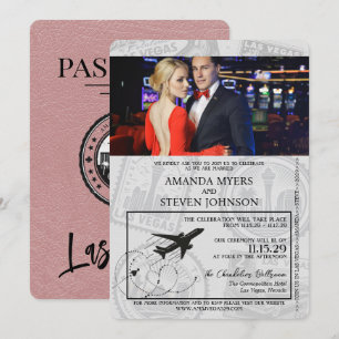 Invitation Dusty Rose Las Vegas Mariage de passeport