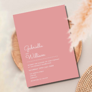 Invitation Dusty Rose minimaliste Mariage Mauve