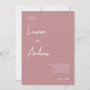Invitation Dusty Rose moderne élégant Mariage de script éléga
