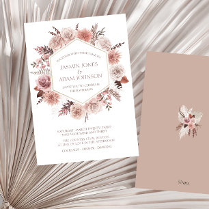 Invitation Dusty Rose Pampas Mariage Boho Grass