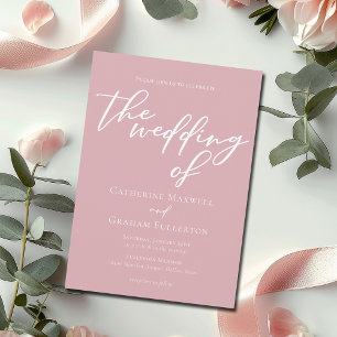 Invitation Dusty Rose Pink Typographie Feminine Mariage