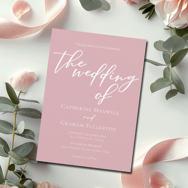 Invitation Dusty Rose Pink Typographie Feminine Mariage (Créateur téléchargé)