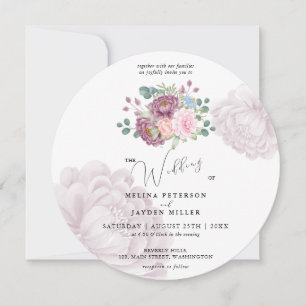 Invitation Dusty Rose Plum Peony Floral Mariage