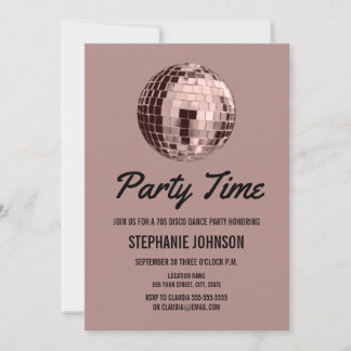 Invitation Dusty Rose Retro les années 70 Disco Ball Annivers