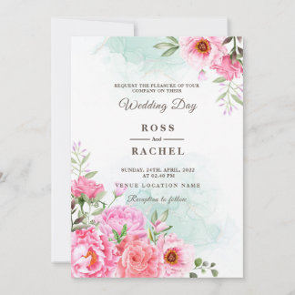 Invitation Dusty Rose rose et or Floral Mariage I