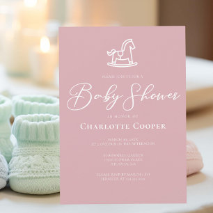 Invitation Dusty Rose rose rocheux Baby shower Cheval
