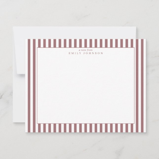 Invitation Dusty Rose Striped Note Card (Devant)